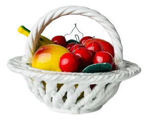 Mid 20th Century Italian Ceramic Fruit Basket, 1970s