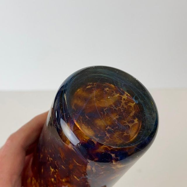 Blue Mdina Glass Bottle Vase in Amber Tortoiseshell by Michael Harris, 1970s For Sale - Image 8 of 10