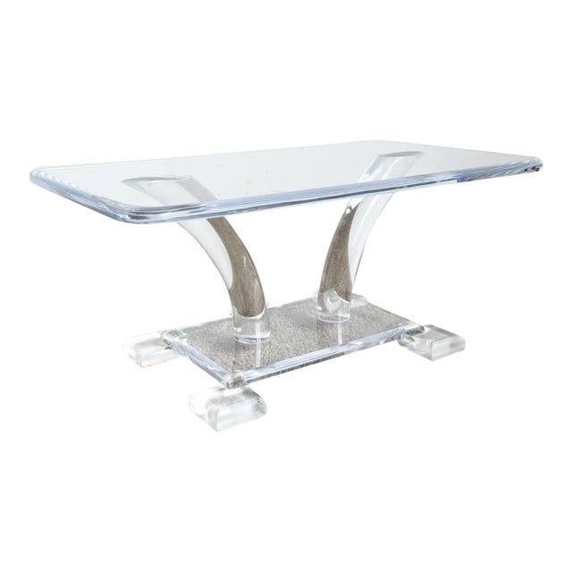 Mid Century Modern Chunky Lucite Coffee Table For Sale