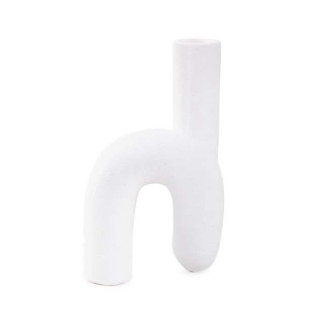 White Abstract Curved Tube Vase Tall For Sale - Image 9 of 11