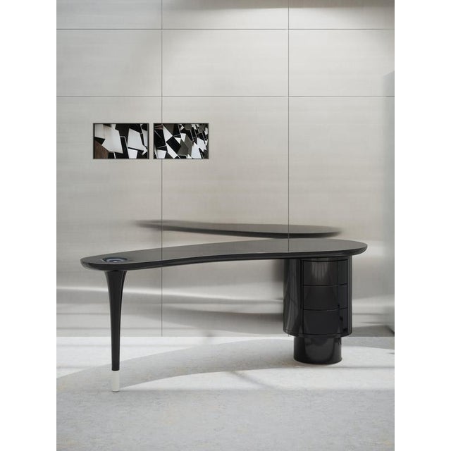 Delphine Desk Table with Glossy Lacquer Finish by Ultramobili For Sale - Image 9 of 13