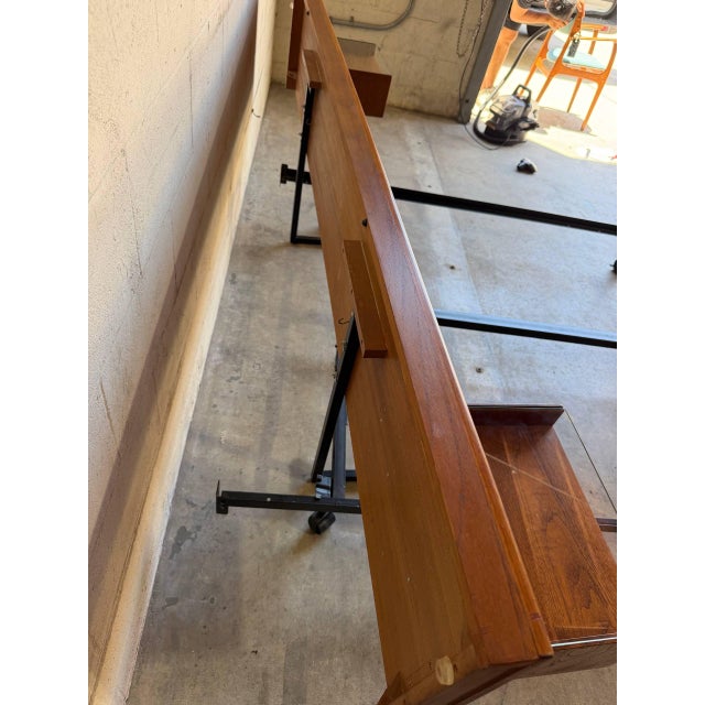 Brown Teak Queen Size Bed Frame Headboard Floating Nightstands Denmark Mid-Century Modern 1970s For Sale - Image 8 of 10