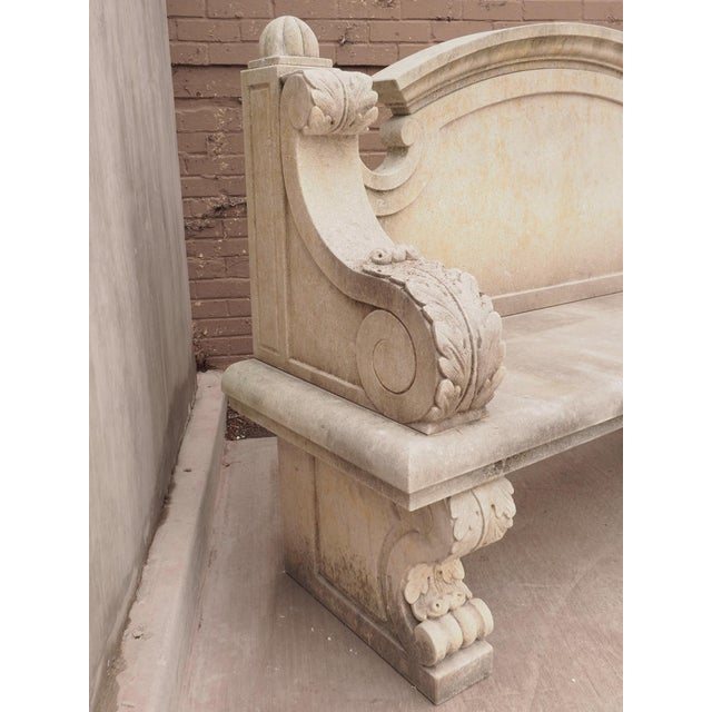 Carved Stone Garden Bench With Arched Back and Acanthus Sides Chairish