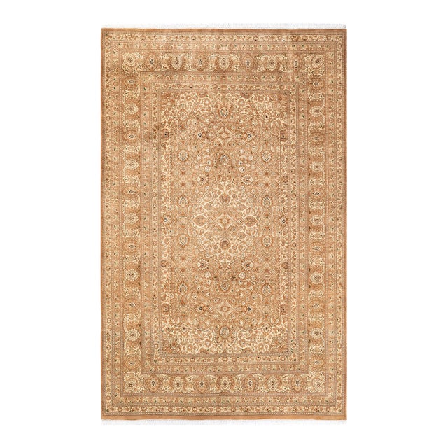 Mogul, One-of-a-Kind Hand-Knotted Area Rug - Yellow, 6' 1" x 9' 7" For Sale