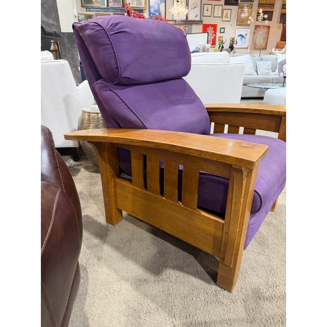Contemporary Stickley Furniture Recliner With Oak Frame For Sale - Image 3 of 5