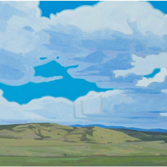 Kenosha Skies by Michael Magrin | Oil on linen Landscape with blue sky and clouds For Sale - Image 4 of 5