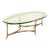 LaBarge Hollywood Regency Brass and Glass Hooved Feet Cocktail Table, Circa 1960s For Sale