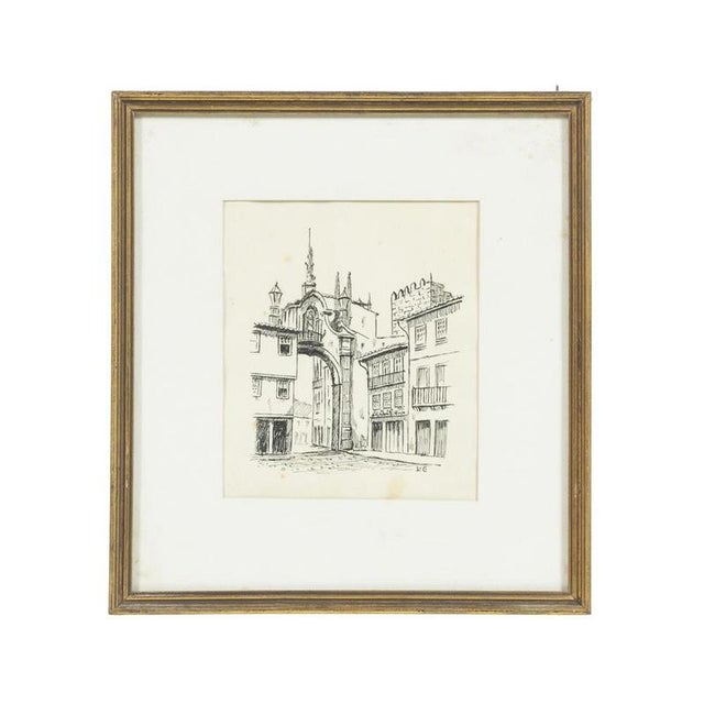Arch of the New Gate of Braga, 1920s, Pencil on Paper For Sale - Image 6 of 6