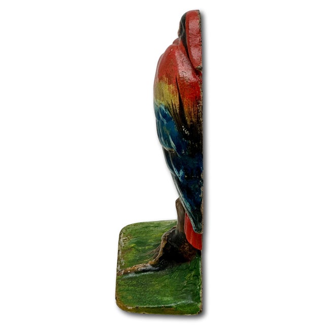 Outstanding & Rare Antique Beautifully Hand Painted Albany Foundry Cast Iron Heron Doorstop Circa 1920s For Sale - Image 14 of 18