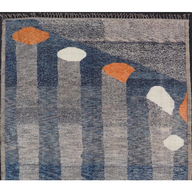 Modern Piled Rug by Keivan Woven Arts in Blue's With Abstract Design 9'6 X 11'3 For Sale In Atlanta - Image 6 of 12