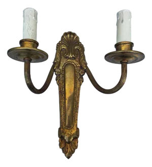 Art Deco Brass Double Wall Lamp, 1940s