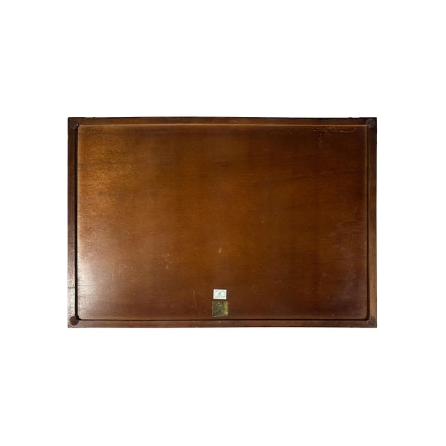 Vintage Bombay Company Asian Style Serving Tray With Brass Corners For Sale In Salt Lake City - Image 6 of 11
