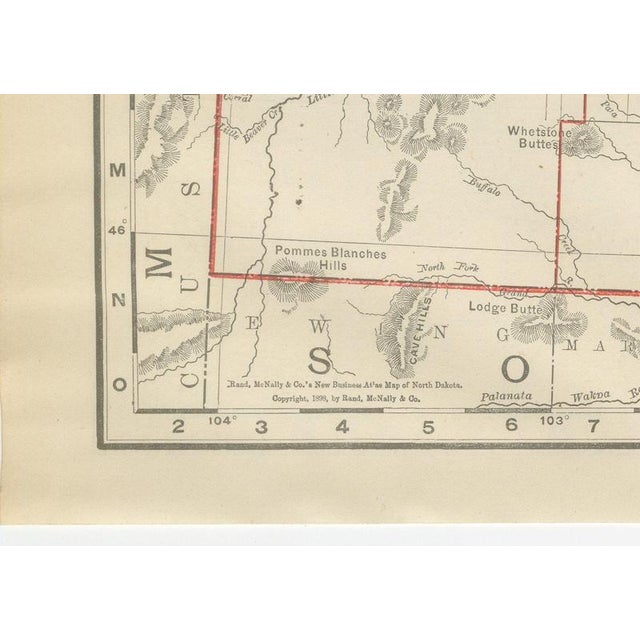 Black Antique Map of North Dakota with Fort Berthold Reservation from Rand McNally, 1899 For Sale - Image 8 of 12
