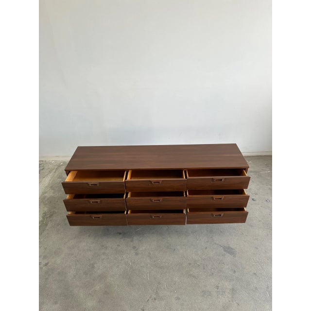Wood 1960s Walnut Triple Dresser With Sculpted Handles For Sale - Image 7 of 10