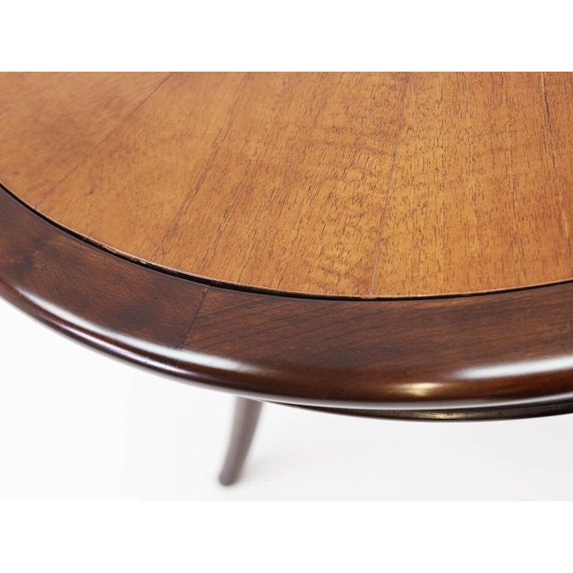 3-Legged Center Table with Swivel Top in Walnut and Leather by Paolo Buffa, Italy, 1940s For Sale - Image 6 of 9