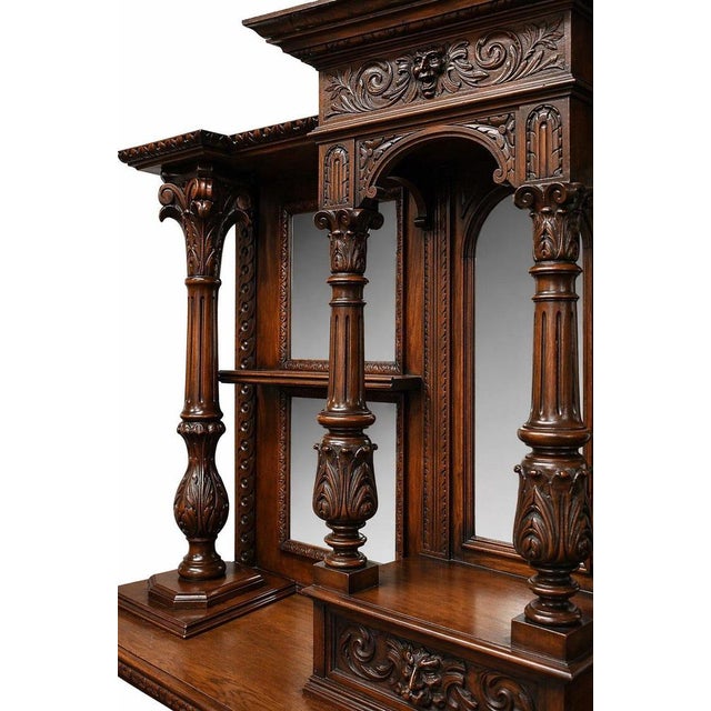 Victorian Hand-Carved Oak Front and Back Pub Bar, 1980 For Sale - Image 6 of 12