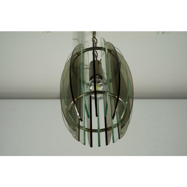 1960s Mid-Century Italian Fume and Clear Thick Glass Chandelier by Veca, Italy, 1960s For Sale - Image 5 of 10