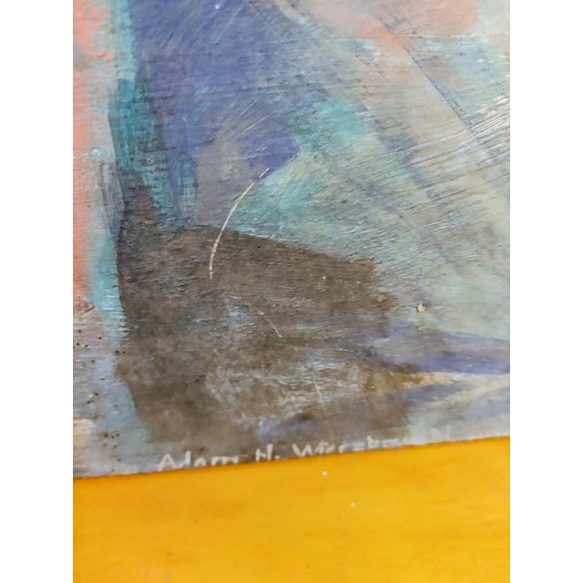 1990s Signed 1995 Haunting Male Portrait on Board Painting, Unframed For Sale - Image 5 of 7