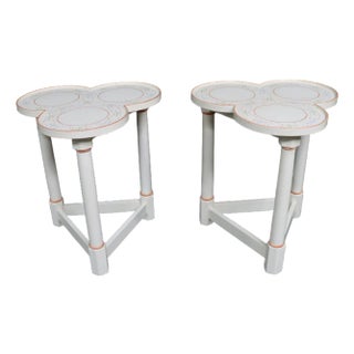 Pair of Vintage Hand-Painted Tri-Lobe Accent Tables For Sale