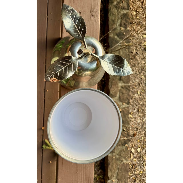 Mid-Century Modern Vintage MCM Sculptural Pear Ice Bucket 14” Silver Tone 1970s Barware 3 Leaf For Sale - Image 3 of 15