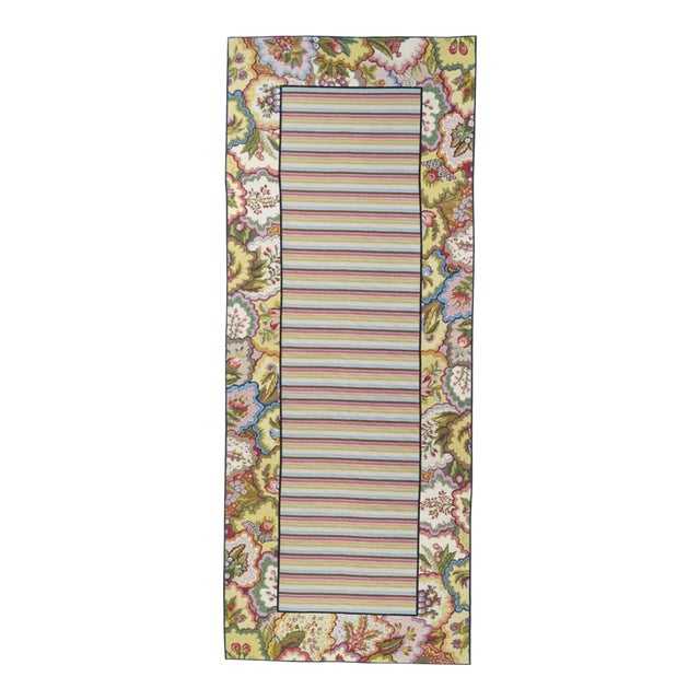 Hand Knotted Needle Point Wool Rug 3'0" X 8'0" For Sale