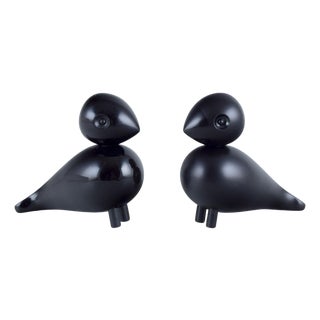 Danish Two Wooden Turtledoves in Black Colour by Kay Bojesen, Set of 2 For Sale