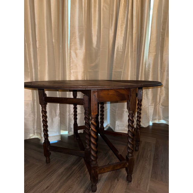 Brown Early 20th Century English Oak Drop-Leaf Gateleg Table For Sale - Image 8 of 8