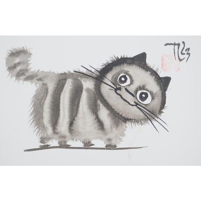Laszlo Tibay, Chaton observateur, Ink & Wash Drawing For Sale - Image 6 of 6