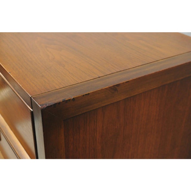 Vintage Drexel Mid Century Modern Walnut 5 Drawer Tall Chest Dresser Highboy For Sale - Image 10 of 18