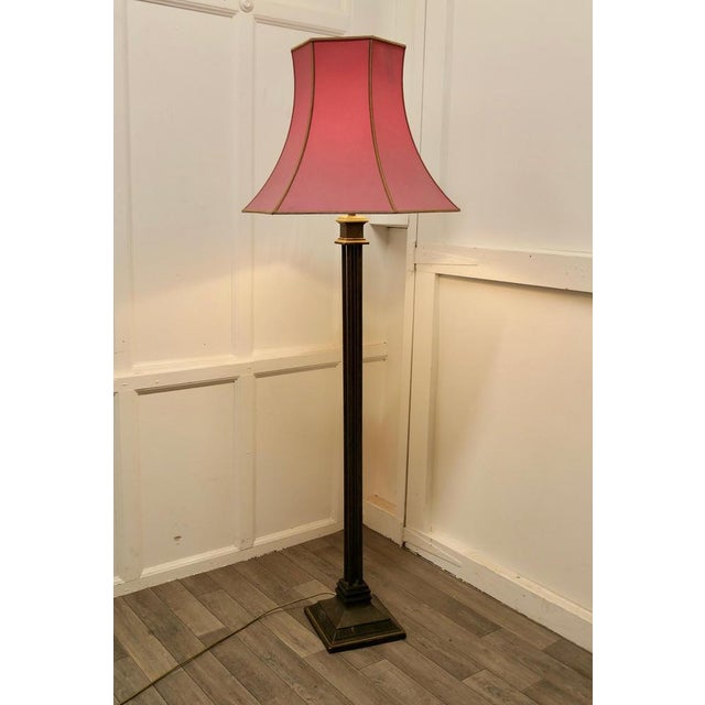 Iron and Brass Column Floor Lamp, 1930s For Sale - Image 3 of 11