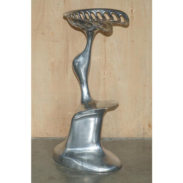 Industrial Space Age Mercury High Kitchen Bar Stools in Aluminium by Philip Watts, Set of 4 For Sale - Image 3 of 18