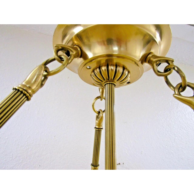2000 - 2009 Elegant Lenox Quoizel Scalloped Shell Inspired Brass Accent Pendant Chandelier For Sale - Image 5 of 18