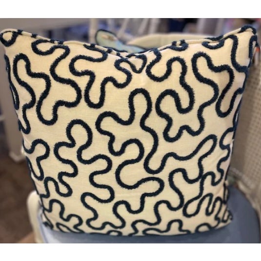 Beautifully textured Navy crewel pillow, 22x22. This organic and abstract pattern goes perfectly in your space whether...