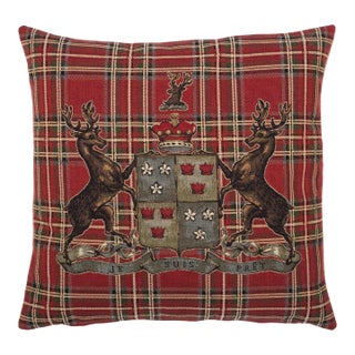 Highland Heritage Red Tapestry Cushion With Feather Filler - 46x46cm (18"x18") For Sale