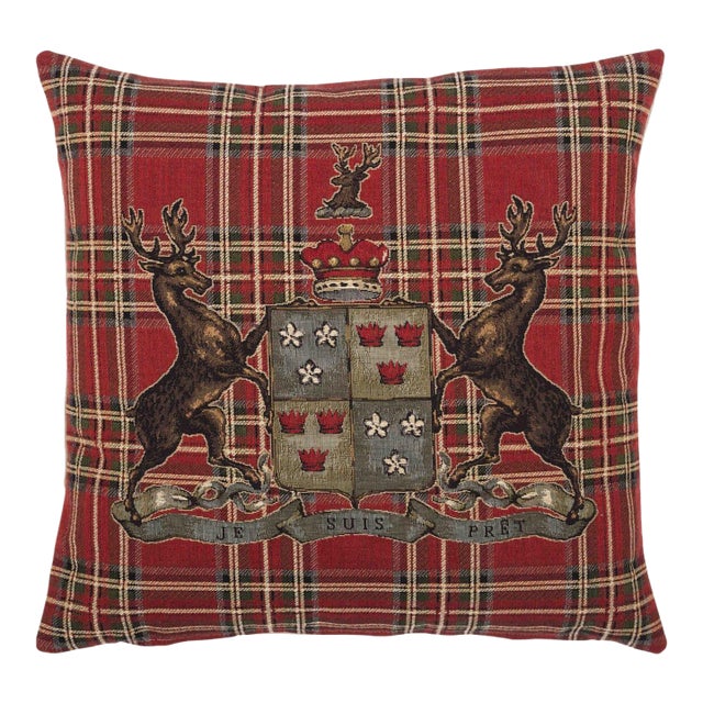 Highland Heritage Red Tapestry Cushion With Feather Filler - 46x46cm (18"x18") For Sale
