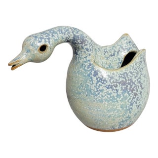 Mid-Century Japanese Studio Pottery Goose With Speckled Glaze For Sale