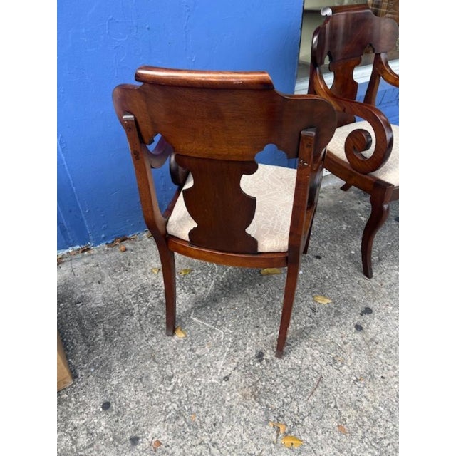American Pair of Antique Mahogany American Scroll Armchairs For Sale - Image 3 of 6