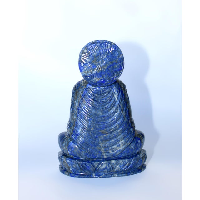 Late 20th Century Lapis Lazuli Smiling Buddha Statue Indian For Sale In Los Angeles - Image 6 of 9