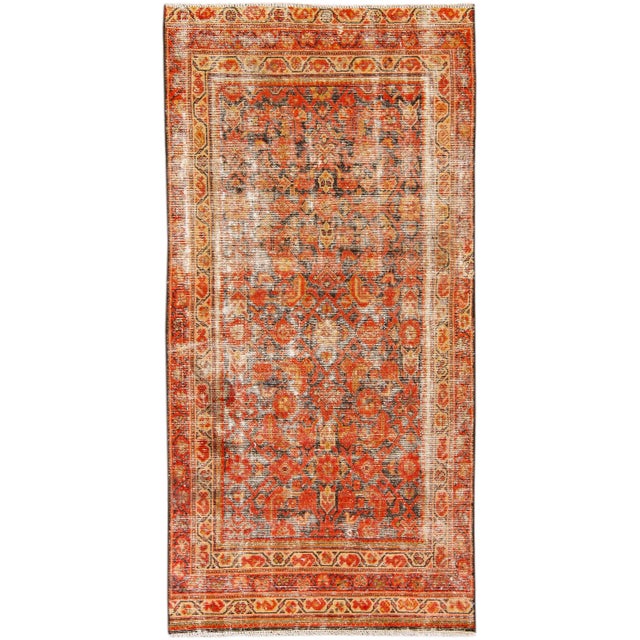 Textile 1960s Vintage Persian Distressed Handmade All-Over Red Wool Rug For Sale - Image 7 of 7