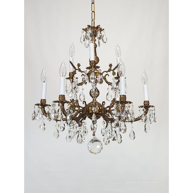 Antique Epic Glowing Glistening 9 Arm 9 Light Cut Lead Glass Crystal Chandelier For Sale - Image 13 of 18