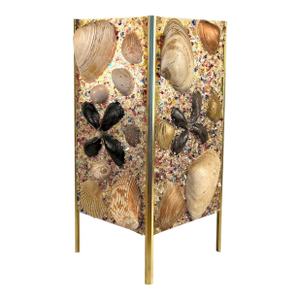 Vintage 1970s Coastal Seashell & Gravel Art Table Lamp