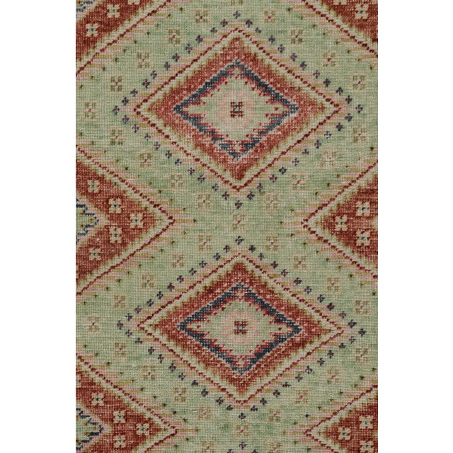 Rug & Kilim’s Distressed Tribal Style Rug in Bright Green With Red Medallions For Sale In New York - Image 6 of 8