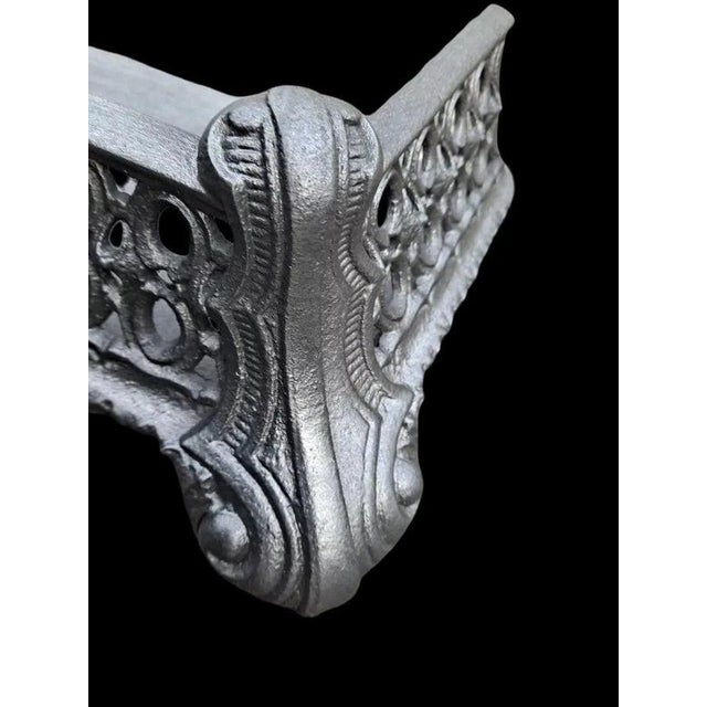 Victorian Cast Iron Pierced Fireplace Fender with Hearth Tray, 1890 For Sale - Image 4 of 7