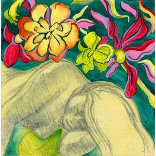 Miniature Botanical Mixed Media Portrait, Gaia 2 Study Painting For Sale