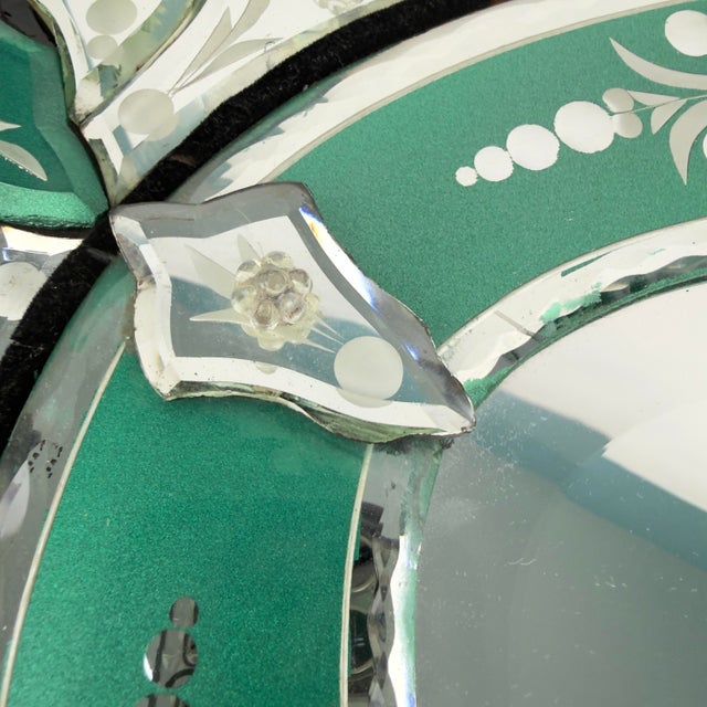 Glass Early 20th Century Venetian Glass Mirror - Etched & Reverse Painted For Sale - Image 7 of 12
