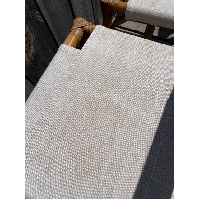 Cream Bamboo and Canvas Armchairs, Set of 4 For Sale - Image 8 of 17