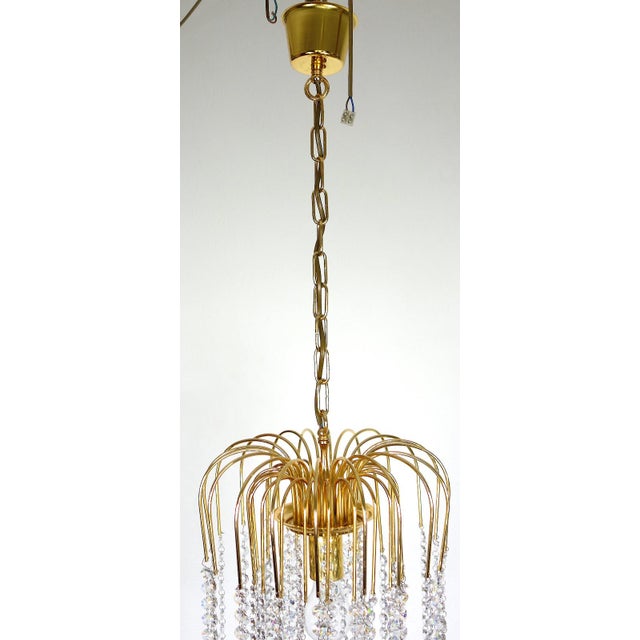Mid-Century Modern Brass and Lead Crystal Chandelier from Joska Bodenmais, 1970s For Sale - Image 3 of 11
