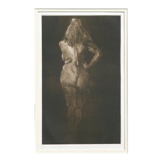 Nude Figure Posterior View, Figurative Drypoint Etching by Jim Smyth For Sale