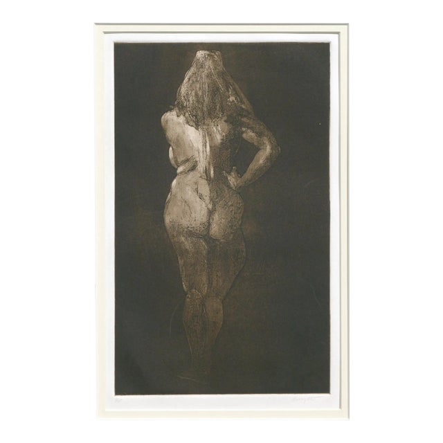 Nude Figure Posterior View, Figurative Drypoint Etching by Jim Smyth For Sale