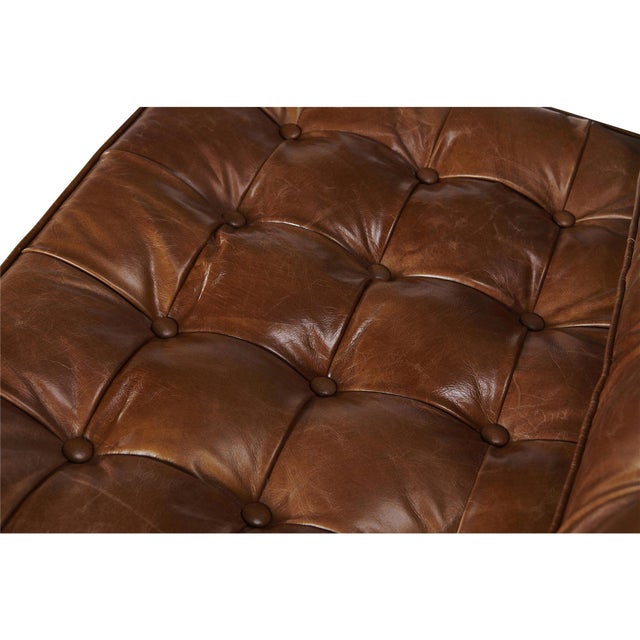 Francisco Modern Curule Style Chair and Ottoman Set - Brown Leather For Sale - Image 12 of 12